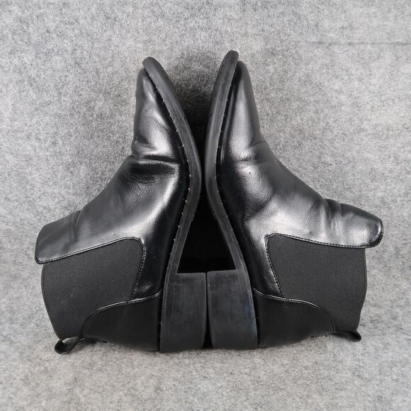 Ankle Boots Womens 8 Shoes Casual Chelsea Pull On Black Bootie Block Heel Studs - Picture 11 of 15